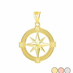 Solid 10k Gold The North Star with Nautical Compass Graduation Pendant Charm